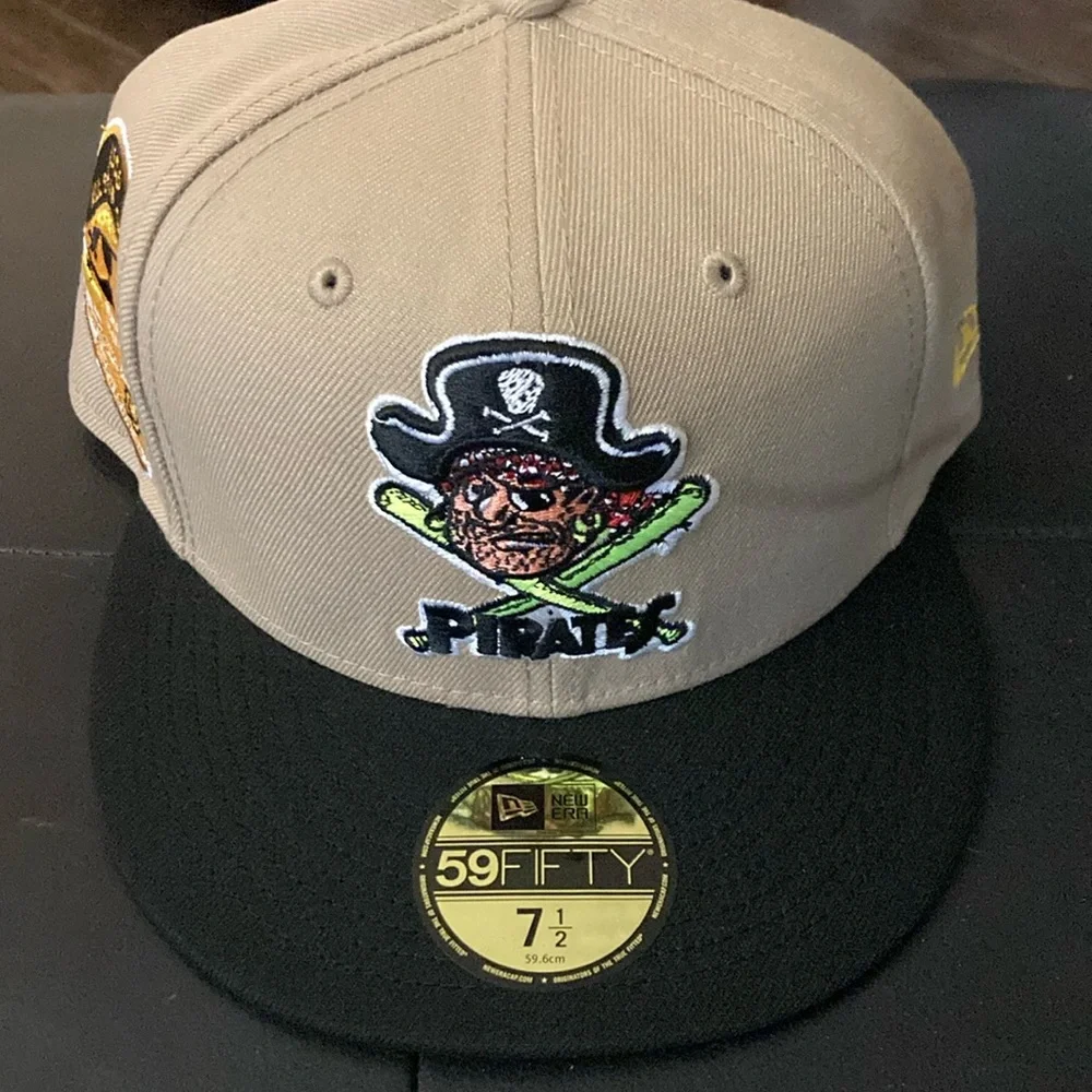Custom New Era Pirates Cap - Tan and Black. Glow in the dark!!